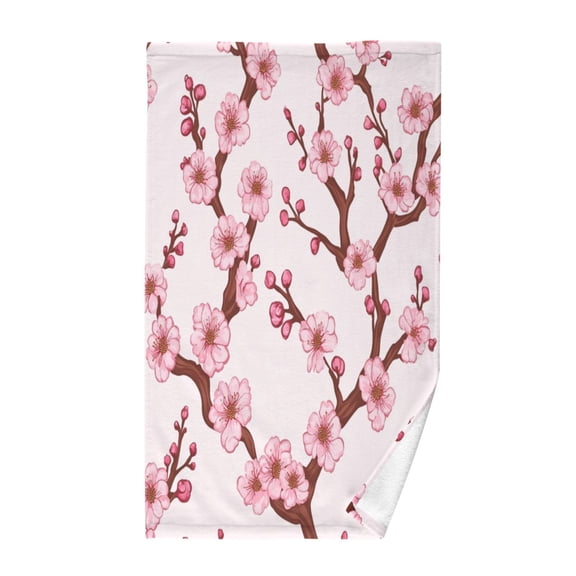 Pink Blossom Branches Hand Towel Cotton 16x28 in Soft Absorbent Quick Dry Bath Face Towel