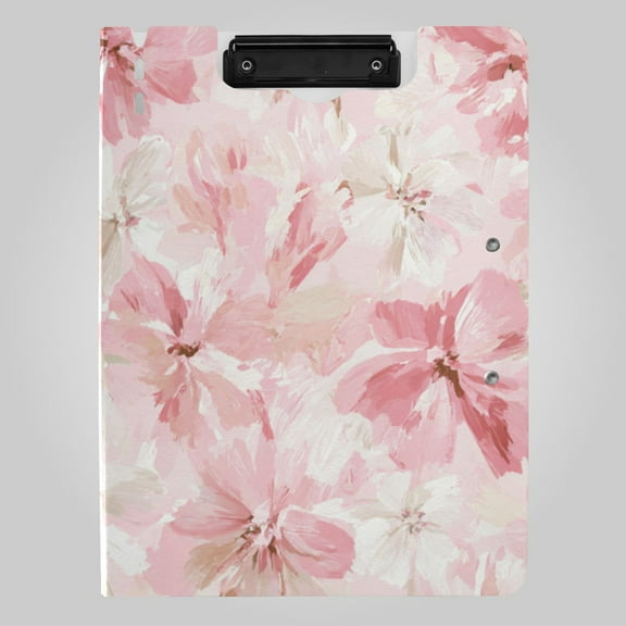 Pink Blossoms Bows Foldable Binder Folder Clipboard with Pen Slot Double Clips A4 Size File Storage