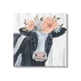 thumbnail image 1 of Pink Blossoms Cow Portrait Animals & Insects Graphic Art Gallery Wrapped Canvas Print Wall Art, 1 of 7