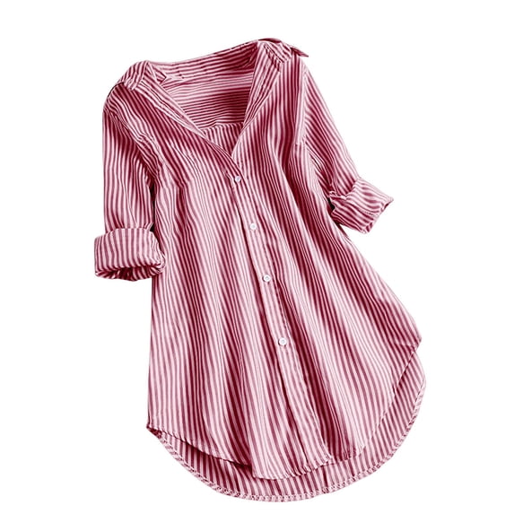 Pink Blouse for Women Fashion Blouses & Tunics 3/4 Sleeve V Neck Tunic Summer Casual Long Casual Leggings Loose Tops Women's Button Down Shirts