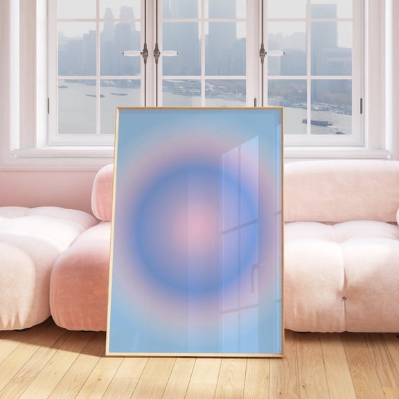 Pink Blue Aura Gradient Spiritual Wall Art, Unframed Paper Print Size 8x12