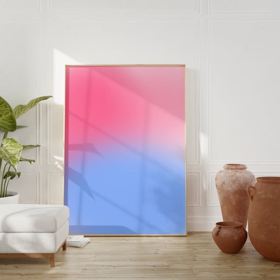 Pink Blue Aura Gradient Wall Art, Unframed Canvas Size 24x36