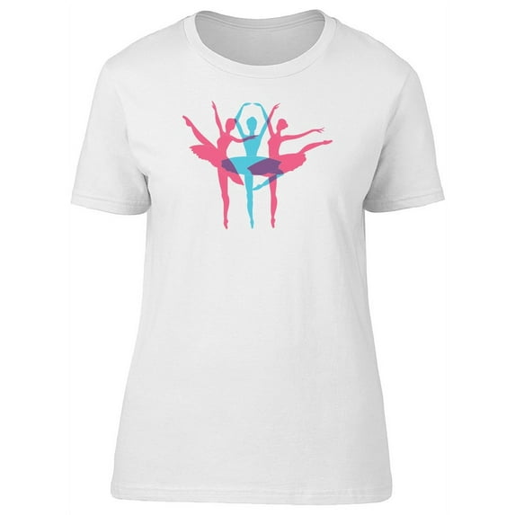 Pink-Blue Ballerina Silhouettes T-Shirt Women -Image by Shutterstock, Female Large