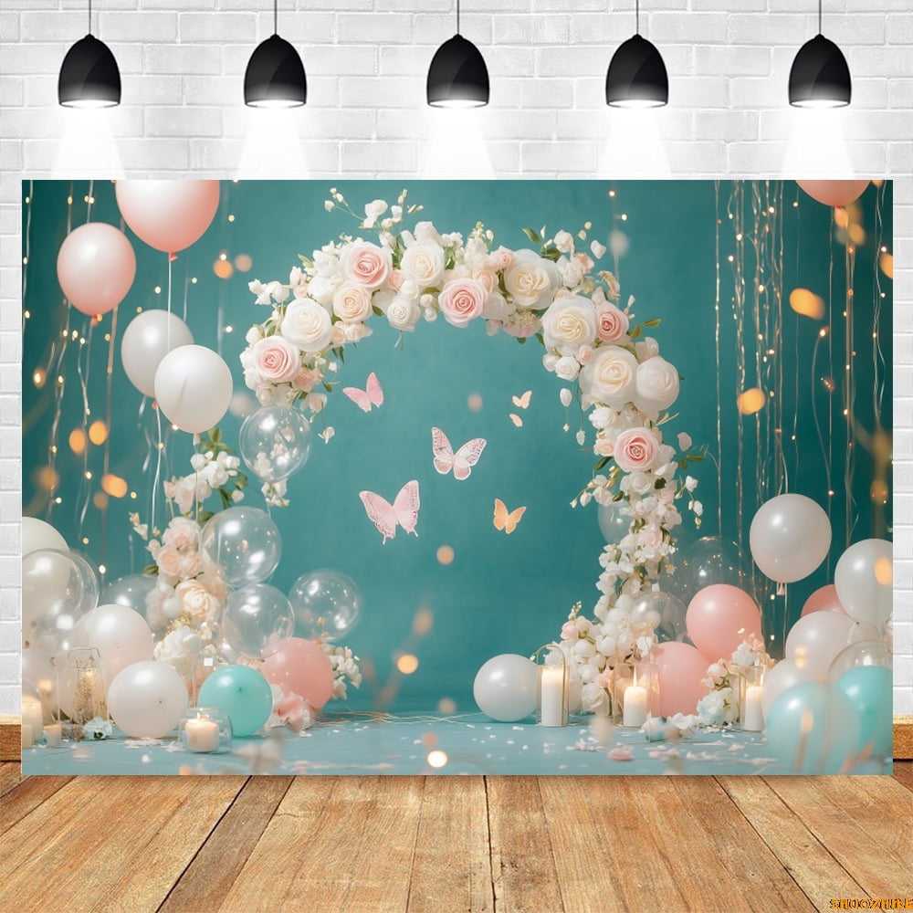Pink Blue Balloons Flower Butterfly Backdrop Newborn Baby Shower Birthday  Party Photography Background Cake Smash Photo Studio - Walmart.com, image size:1000x1000