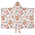thumbnail image 1 of Pink and Blue Baseball Items Pattern Hooded Bath Towel，50"x30" for Ages 3 To 12 Kids, Quick Dry Lightweight Soft Microfiber Hood Beach Towel Cover Up for Kids, 1 of 7