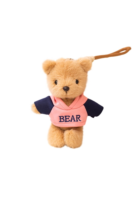 Pink Blue Bear Plush Keychain Pendant Toy For Girls Bag Decor Couple Gift Soft Material Cute Design Portable Accessory Companionship Symbol