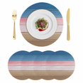 thumbnail image 1 of Pink Blue Brown Round 13 Inch Placemats Set of 4, Farmhouse Gradient Wooden Plank Art HeatResistant Non Slip Place Mats for Dining Table, Wipeable Braided Kitchen Table Mats for Housewarming, 1 of 9