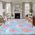 thumbnail image 1 of Pink Blue Castle Area Rugs 6'x9', Washable Small Throw Rugs for Kitchen Dining room, Balloon Modern Art Stars Moon Indoor Outdoor Rug Non-Slip Low Pile Carpet Runner Reversible Floor Mats, 1 of 8