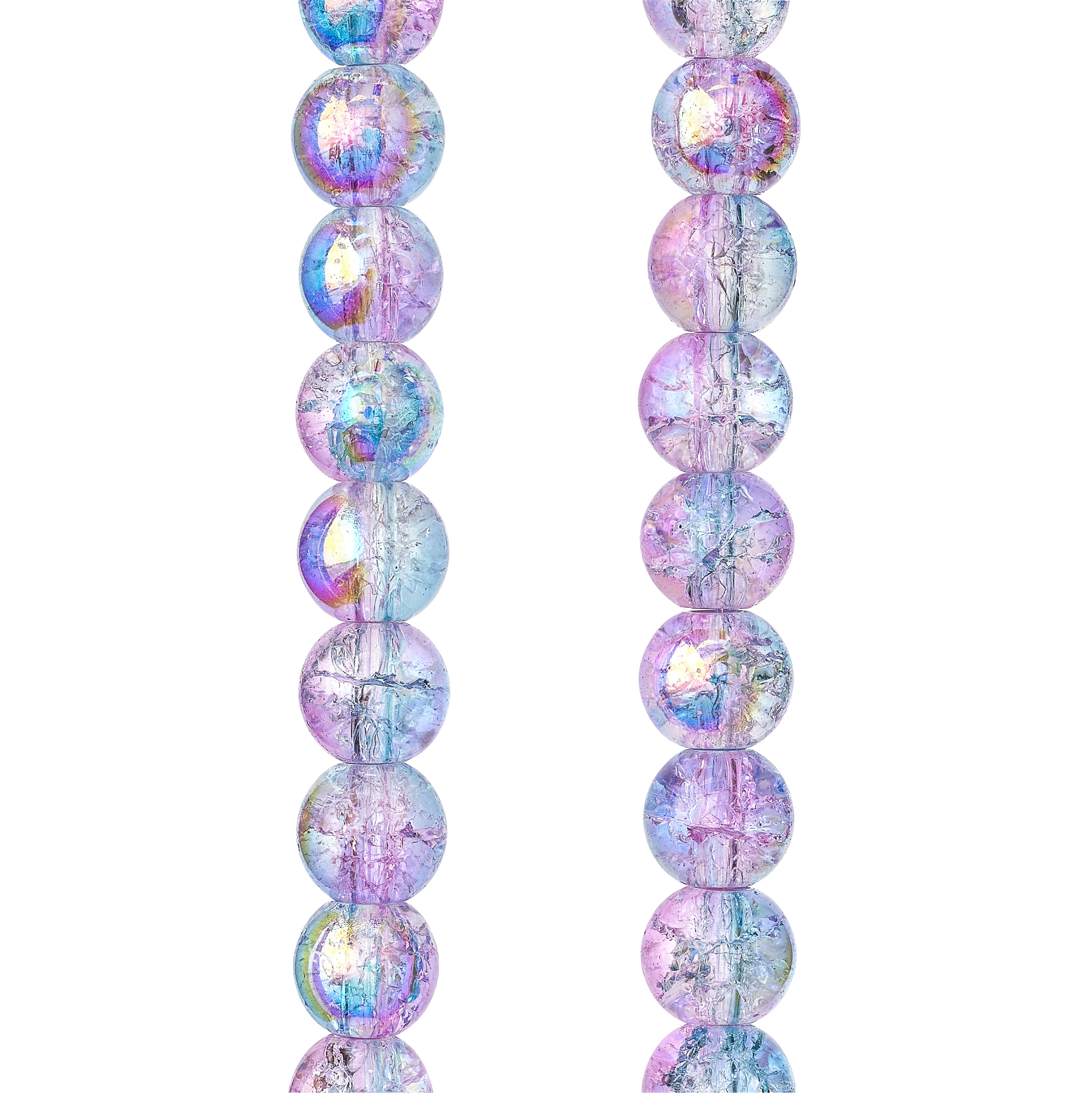 4 Perles Craquelées 13 Mm - Couleurs Or/bleu/rose - Neuf - Pour Création Bijoux - PLV071