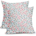 thumbnail image 1 of Pink Blue and Cream Vintage Floral Pillow Covers 20x20 Inch Set of 2 Rustic Flower Outdoor Decorative Throw Pillows Cute Small Floral Print Farmhouse Pillowcases Cotton Linen Cushion Cover for Couch, 1 of 6