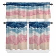 thumbnail image 1 of Pink Blue Curtain Valances Set Beige Gradient Ocean Wave Abstract Beach Coastal Kitchen Curtains 36&nbsp;inch Length Rod Pocket Valance and Tiers 3 Piece Set Small Bedroom Bathroom Laundry Decor, 1 of 9