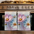 thumbnail image 1 of Pink Blue Floral Kitchen Towels Set of 2, Butterflies Retro Oil Painting Absorbent Dish Towels for Kitchen, Microfiber Hand Towel, Quick Drying Tea Towel for Cleaning Decorative Dishcloths, 1 of 7