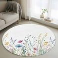 thumbnail image 1 of Pink Blue Floral Round Rugs 3.3ft, Farmhouse Garden Flowers Botanical Non Slip Washable Rug Runner, Low Pile Indoor Floor Carpet Mat Bathroom Rugs for Living Room, Bedroom, Kids Room, 1 of 9