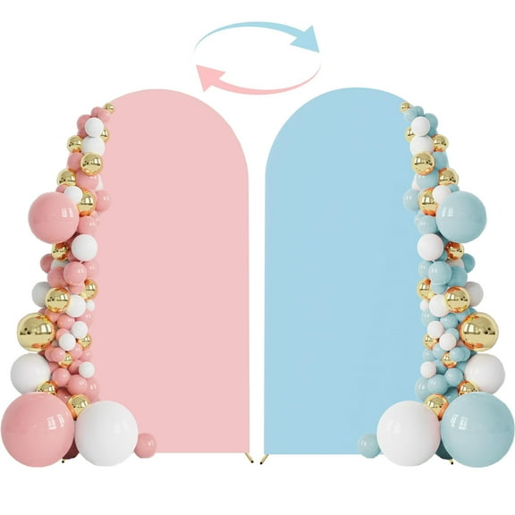 Pink/Blue Gender Reveal Arch Cover Spandex Fitted Backdrop With Round Top Chiara Stand for ParTty, Birthday, Baby Shower or Banquet Decoration