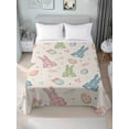 thumbnail image 1 of Pink Blue Green Easter California King Size Flat Sheet, Wrinkleproof & Fadeproof Cooling Flat Bed Sheet Only, Spring Bunny Colorful Eggs Breathable Soft Bedding Top Sheets 108 x 98 Inches, 1 of 8