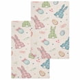 thumbnail image 1 of Pink Blue Green Easter Hand Towels Set, Waffle Weave Kitchen Towels 2 Pieces, Spring Bunny Colorful Eggs Microfiber Hair Face Bath Tea Towel Absorbent Quick Drying Cleaning Dish Cloths, 15.7"x23.6", 1 of 7