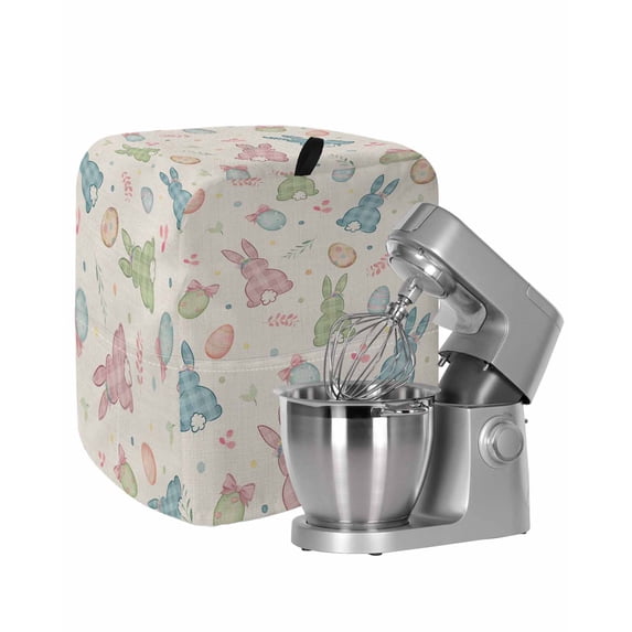 Pink Blue Green Easter Stand Mixer Dust Cover with Storage Pocket & Handles, Spring Bunny Colorful Eggs Fits All Tilt Head & Bowl Lift Kitchen Appliance Cover Organizer Bag Accessories, 6-8 Quart