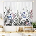 thumbnail image 1 of Pink Blue Grey Wildflower Kitchen Curtains Spring Flower Floral Small Short Cafe Window Curtains Botanical Spring Plant Bathroom Window Drapes Treatment Tier Curtains 2 Panels (27.5x39 Inch), 1 of 6