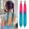 thumbnail image 1 of Pink Blue Hair Extension Ponytail for Braids Synthetic Braid Ponytail Extensions with Elastic Tie Fashion Festival Rave Braids in Hair Extension for Girls (Pack of 2), 1 of 14