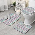 thumbnail image 1 of Pink and Blue Heart Shaped Boho Pattern Bathroom Rugs Sets 3 Piece,Toilet Cover Set,Absorbent Non Slip Bathroom Mats Sets with U-Shaped Contour Rug Toilet Rug Set, 1 of 5