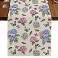 thumbnail image 1 of Pink Blue Hydrangea 36 Inch Table Runner, Spring Summer Botanical Flowers Farmhouse Dresser Scarf Cotton & Linen Tablerunner for Dining/Kitchen Island/Holiday Party Décor Small 13" x 36", 1 of 9
