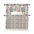 thumbnail image 1 of Pink Blue Hydrangea Kitchen Curtains Sets 36 Inch Length with Valance, Spring Summer Botanical Flowers Swag Valances and Tiers Curtain Set Drapes Swag Curtains for Living Room, Bathroom, Bedroom, 1 of 6