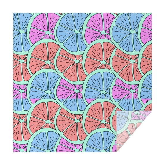 Pink Blue Lemon Fruit Slices Square Tablecloth,Waterproof Square Table Cover,Wipeable Spillproof Washable Table Cover for Home Kitchen Party Decor 42"X42"(107x107cm)