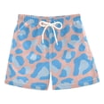 thumbnail image 1 of Pink Blue Leopard Pattern Swim Trunks Quick Dry Beach Pool Board Shorts Lightweight Stylish Print Sizes 2T to XL, 1 of 8