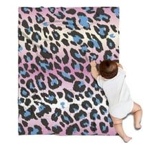 Pink and Blue Of Leopard Print Blanket,Comfortable Soft Flannel Throw Blanket,All Season,Warm Lightweight Blankets for Sofa Bed Couch Living Room Chair,30"x40"