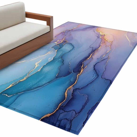 Pink Blue Marble Area&nbsp;Rug 4x6ft Abstract Marble Stone Texture Modern Style Non-Slip&nbsp;Washable Square&nbsp;Rugs Soft Felt Indoor Floor Mat for Bedroom Kitchen Living Room Bathroom