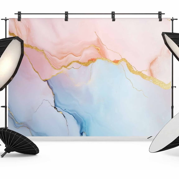 Pink Blue Marble Backdrop for Photography, Fabric Photo Background Backdrop, Modern Ink Painting Abstract Photo Booth Background for Portrait Photoshoot Video Wedding Studio Decoration Banner 7x5ft