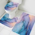 thumbnail image 1 of Pink Blue Marble Bathroom Rugs Set Abstract Marble Stone Texture Modern Style Non Slip Absorbent Soft Bath Mats 3 Piece Set with Bathroom Rug, U-Shaped Floor Mat, Toilet Seat Cover Small Size, 1 of 9