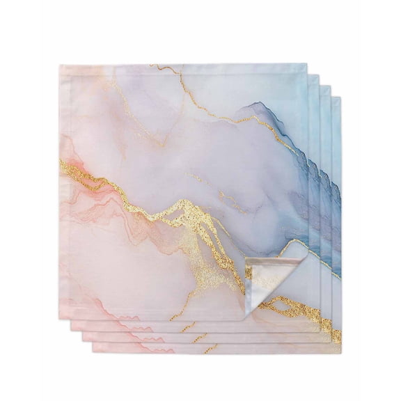 Pink Blue Marble Cloth Napkins Set of 4, Ink Painting Modern Abstract Washable Reusable Dinner Cocktail Napkin for Kitchen Party Wedding Banquet Holiday Baby Shower Table Decor