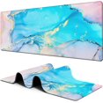 thumbnail image 1 of Pink and Blue Marble Mouse Pad Desk Mat XL Large Gaming Mousepad Fluid Art Extended Computer Keyboard Mat with Non-Slip Rubber Base and Stitched Edge 11.8 x 31.5 Inch for Gaming Office Work, 1 of 6