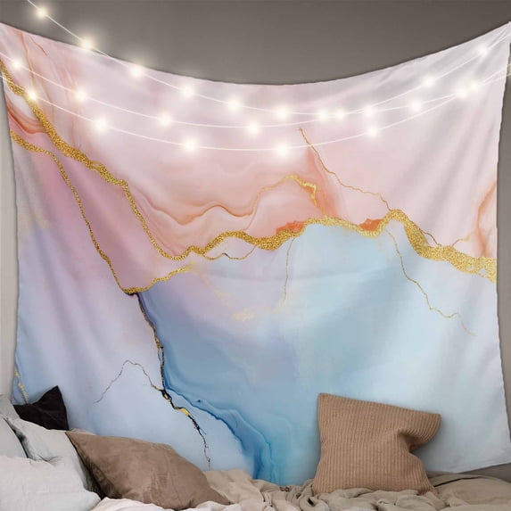 Pink Blue Marble Tapestry for Bedroom Wall Hanging Tapestry, Modern Ink Painting Abstract Ceiling Backdrop Tapestries Poster Blanket Wall Decor for Teens Room Living Room Dorm 39" x 59"