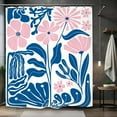 thumbnail image 1 of Pink Blue Matisse Flower Shower Curtain Abstract Retro Aesthetic Minimalist Vintage Art 70s Modern Bathroom Set Accessories Decor with Hooks 72"W x 84"L (Pack of 1), 1 of 6