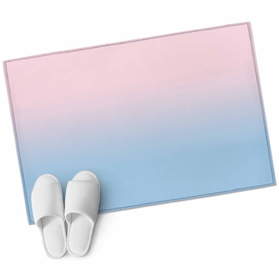 Pink Blue Ombre Bathroom Mat 2x3 FT, Non Slip Small Kitchen Mat, Pink Gradient Color Modern Abstract Art Washable Soft Backed Front Door Throw Rug Indoor Outdoor Doormat for Entryway Sink