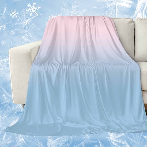 Pink Blue Ombre Cooling Blanket,Lightweight Breathable Summer Throw Blanket with Double Sided Cold Effect,Pink Gradient Color Modern Abstract Art Picnic Blankets Bed Sheet for Hot Sleepers 40"x60"