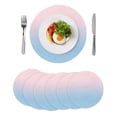 thumbnail image 1 of Pink Blue Ombre Round Placemats Set of 6 for Dinning Tables,Heat-proof Braided Table Mats 15 Inch,Pink Gradient Color Modern Abstract Art Washable Place Mat for Kitchen Restaurant Party Table Decor, 1 of 9