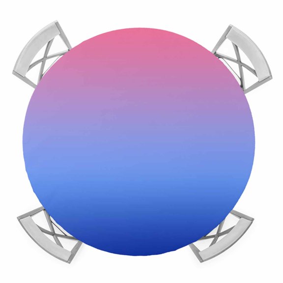 Pink Blue Ombre Round Tablecloth for 45-54 Inch Tables, Fitted Table Cover with Elastic Edge, Modern Abstract Art Aesthetics Waterproof Outdoor Table Cloth Protector for Patio Garden Dinner Picnic