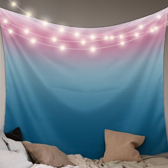 Pink Blue Ombre Tapestry for Bedroom Wall Hanging Tapestry, Modern Abstract Art Aesthetics Ceiling Backdrop Tapestries Poster Blanket Wall Decor for Teens Room Living Room Dorm 51" x 59"