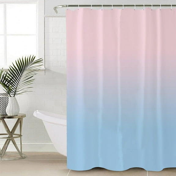 Pink Blue Ombre Waterproof Fabric Shower Curtain, Pink Gradient Color Modern Abstract Art Shower Curtain for Bathroom Curtains Bathtubs Hotel Washable Shower Curtains with 12 Hooks Long 72x78in