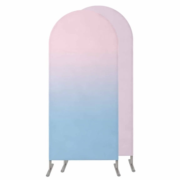 Pink Blue Ombre Wedding Arch Cover,Stretchy Spandex Arch Backdrop Stand Covers 6 FT,Pink Gradient Color Modern Abstract Art Round Top Arched Backdrop Cover for Birthday Party Ceremony Baby Shower