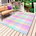 thumbnail image 1 of Pink Blue Outdoor Rug for Patio/Deck/Porch, Non-Slip Large Area Rug 5 x 8 Ft, Buffalo Plaid Checker Modern Gingham Lattice Indoor Outdoor Rugs Washable Area Rugs, Reversible Camping Rug Carpet Runner, 1 of 8