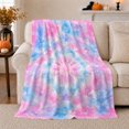 thumbnail image 1 of Pink Blue Pastel Tie Dye Bursts, Dreamy Retro Style for Tie Dye Fans, Soft Spiral Color Pattern and Birthday Gift, Cozy Flannel Blanket for Bedroom and Dorm, Home Decor, 1 of 7