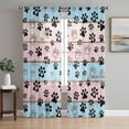 thumbnail image 1 of Pink Blue Paw Print Sheer Curtains 72 Inch Length 2 Panels Set, Vintage Farmhouse Rustic Wooden Grain Voile Window Treatment Curtains Sheers Drapes for Bedroom/Living Room/Kitchen 52"x72"x2, 1 of 7
