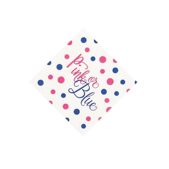Pink Blue Polka Dot Bev Nap - Party Supplies - 16 Pieces
