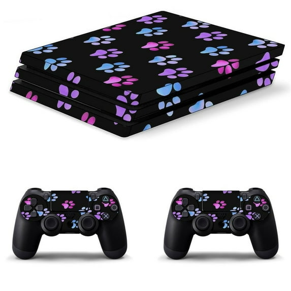 Pink Blue Purple Galaxy Paw Prints PS4/PS4 Pro/PS4 Slim Skin Sticker For Console And Controller Skins