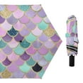 thumbnail image 1 of Pink Blue Purple Mermaid Scales All Weather Umbrella Triple Folding Parasol 6 Ribs UV Protection Portable, 1 of 8