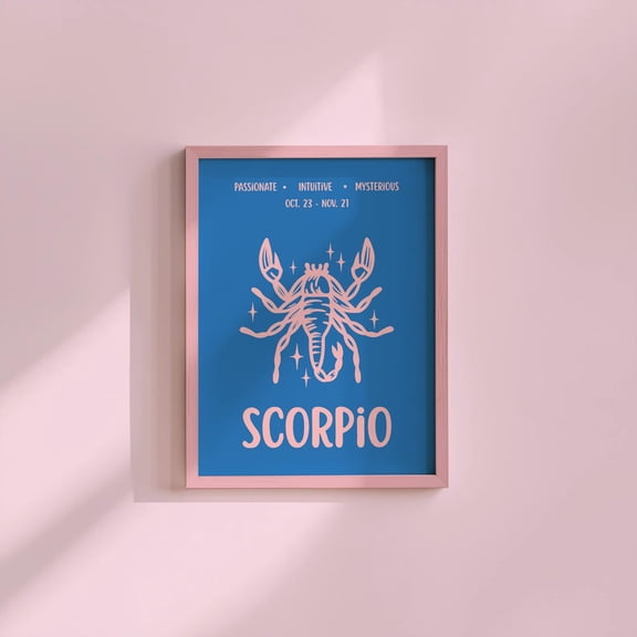 Pink Blue Scorpio Wall Art Poster Colorful Zodiac Astrology Art Scorpio Art Gallery Apartment Art, Unframed Size 8x12